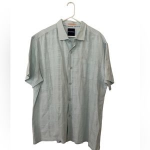 Tommy Bahama Linen Blend Short Sleeve Button Down Shirt in Light Blue XXL